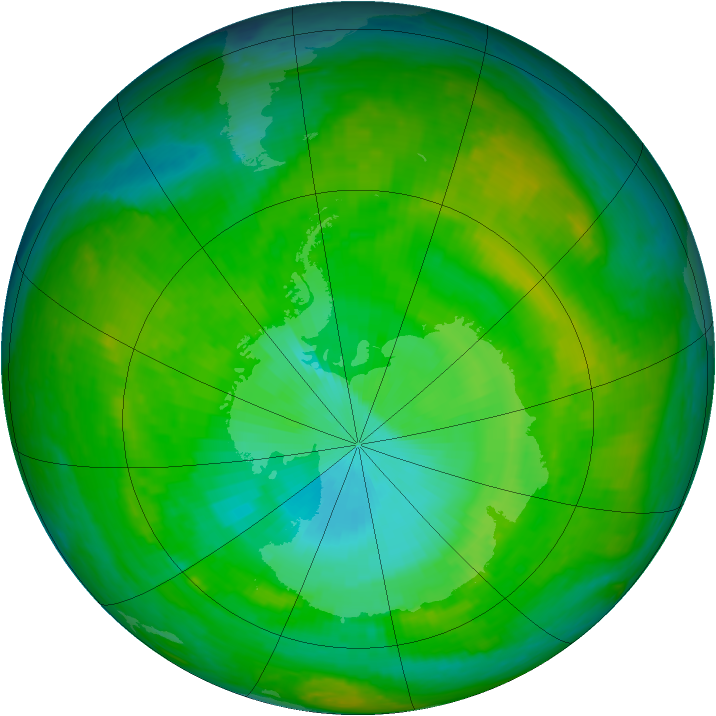 Antarctic ozone map for 03 December 2002